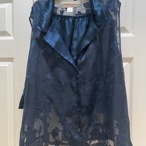 Oscar de la Renta sea blue silk sleep set